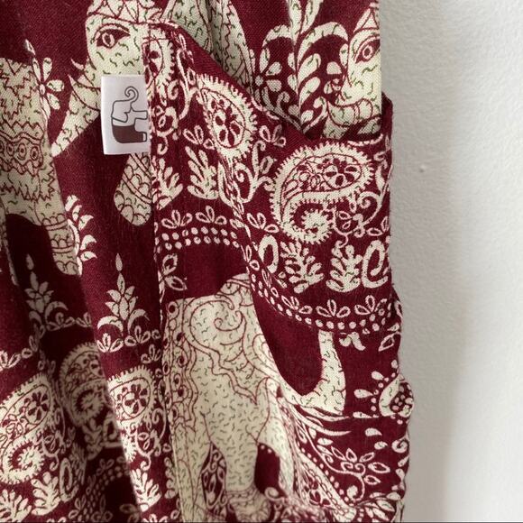 Elephant Burgundy Ruched Waist Harem Pants Small - Picture 4 of 8